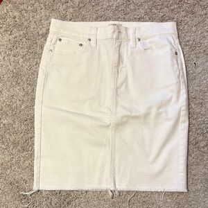J. Crew White Denim Pencil Skirt with Raw Hem